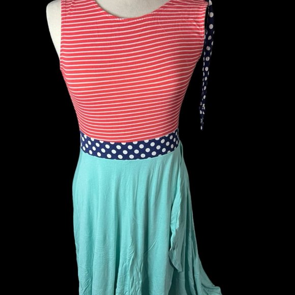 Lollipop Star Boutique Womens‎ sz L Maxi Dress High Low Pink Blue - Picture 1 of 4